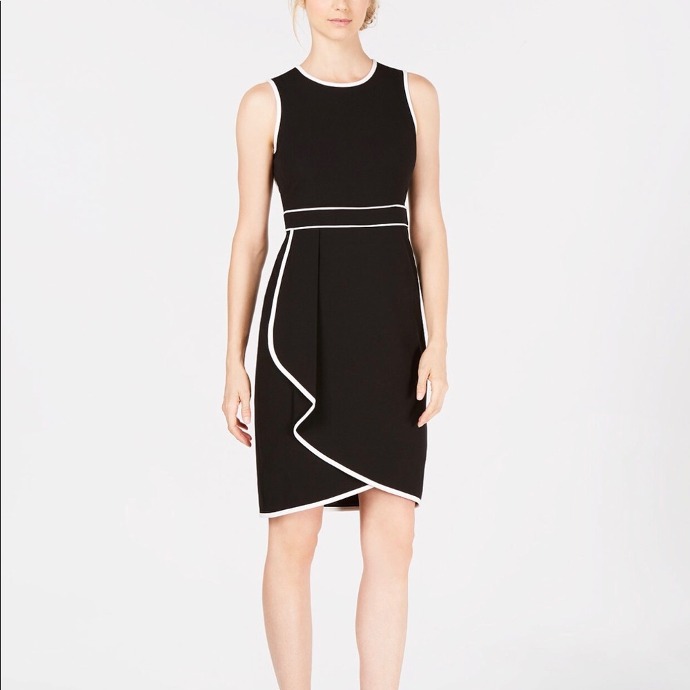 NWT Calvin Klein Contrast-Trim Sheath Dress CK66